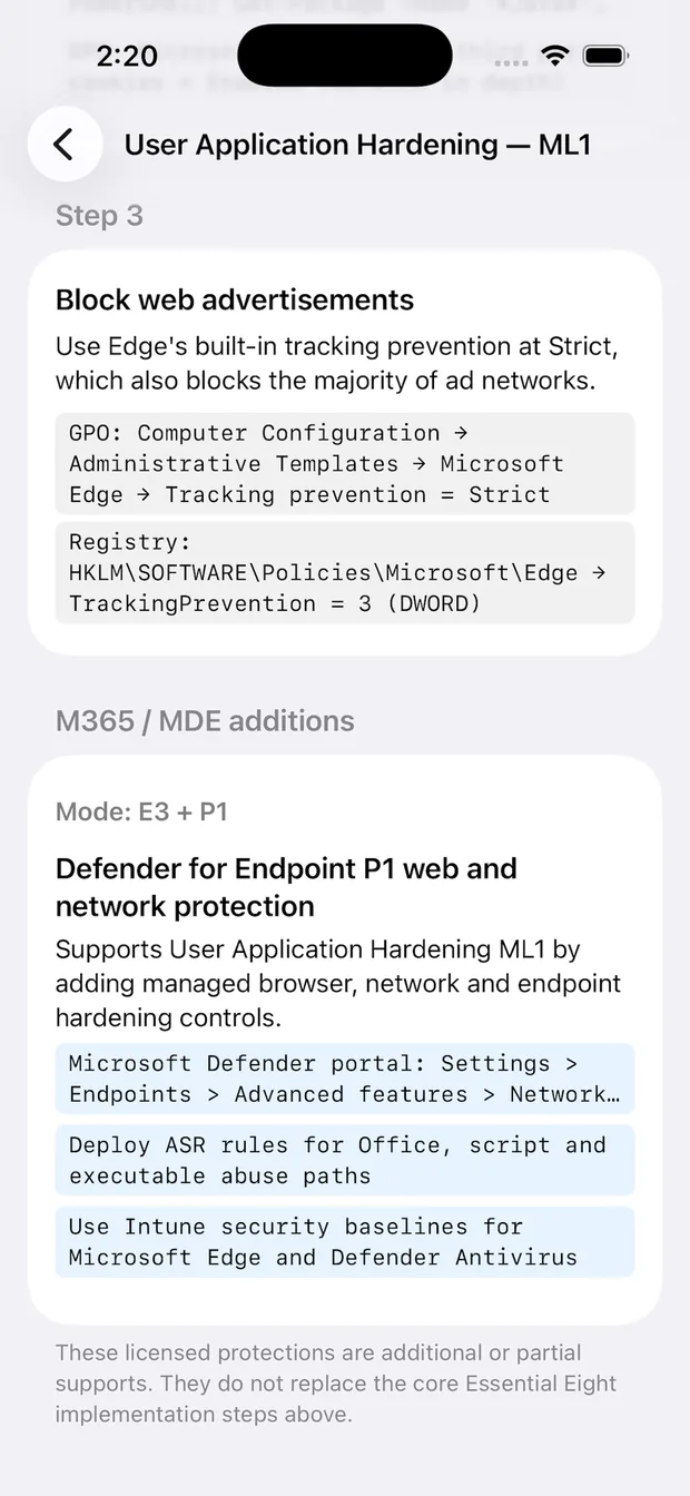 Microsoft 365 and Defender additions shown separately from core implementation steps